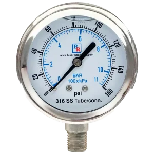 Manometro C/Glicerina de Alta 0 - 500PSI conex. inf. 1/4" SAE/68mm - R22-134A-404A-507A con flange