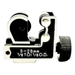 Mini cortatubo QTC-174, diseño compacto y ergonómico, con capacidad para cortar tuberías de 1/8" a 1 1/8", ideal para técnicos de refrigeración.